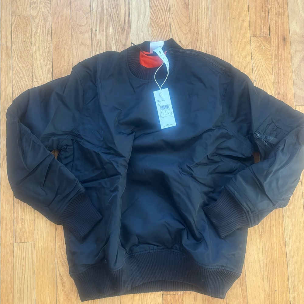 Victoria Beckham x Reebok Black Bomber Crewneck w Orange Lining - NWT; unisex S